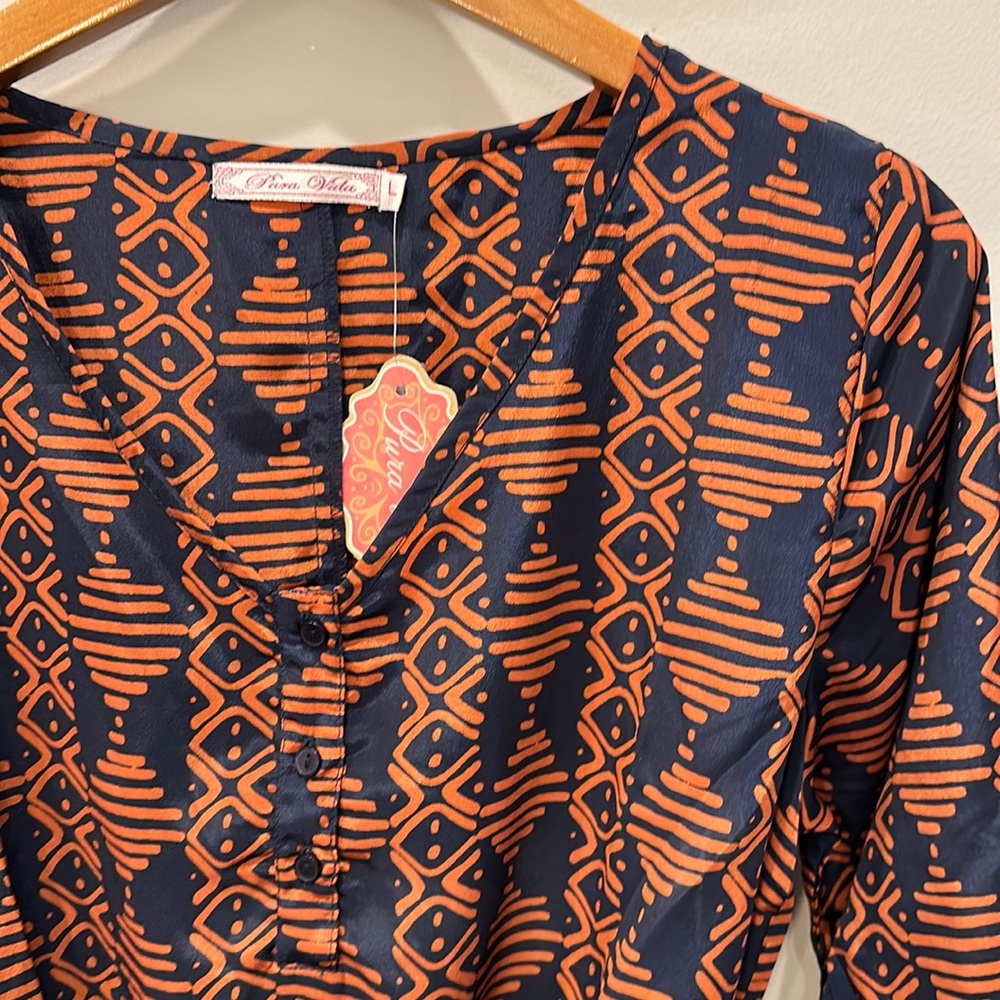 Dress copper navy L large orange blue Auburn